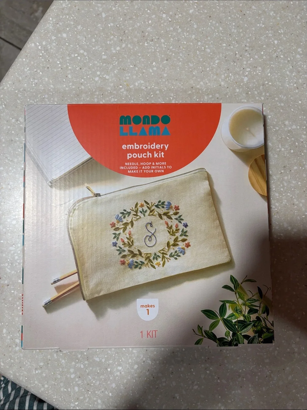 Cream Embroidery Pouch Kit